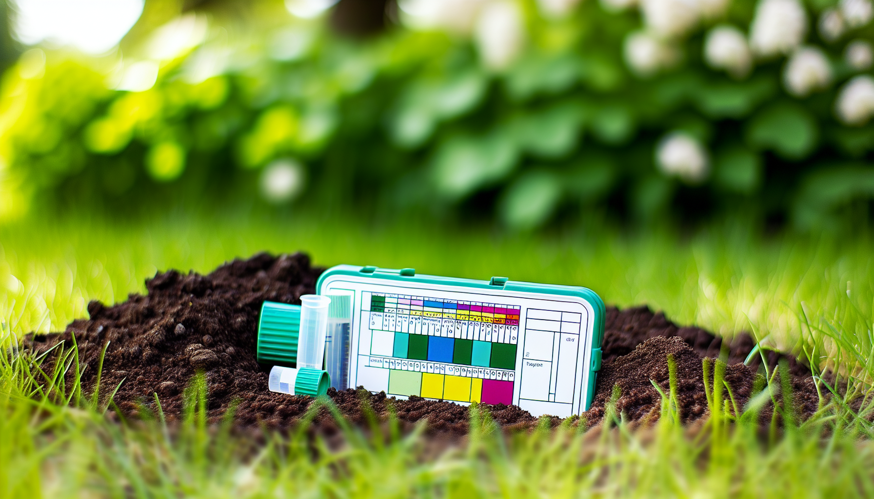 Soil test kit on a patch of soil